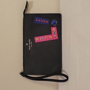 Cute Kate Spade Black Saffiano Leather Wristlet Clutch Purse